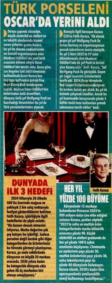 TÜRK PORSELENİ OSCAR'DA YERİNİ ALDI